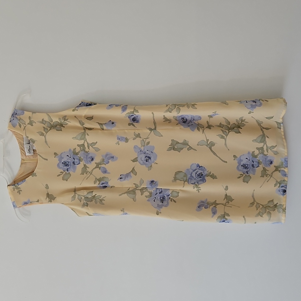 Vintage Butter Yellow Sleeveless Floral Mini Dress Coquette Size Small-Medium‎